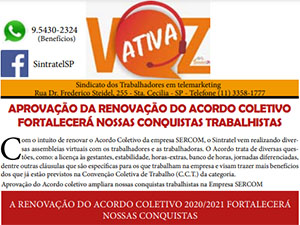 voz ativa renovacao acordo coletivo sintratel