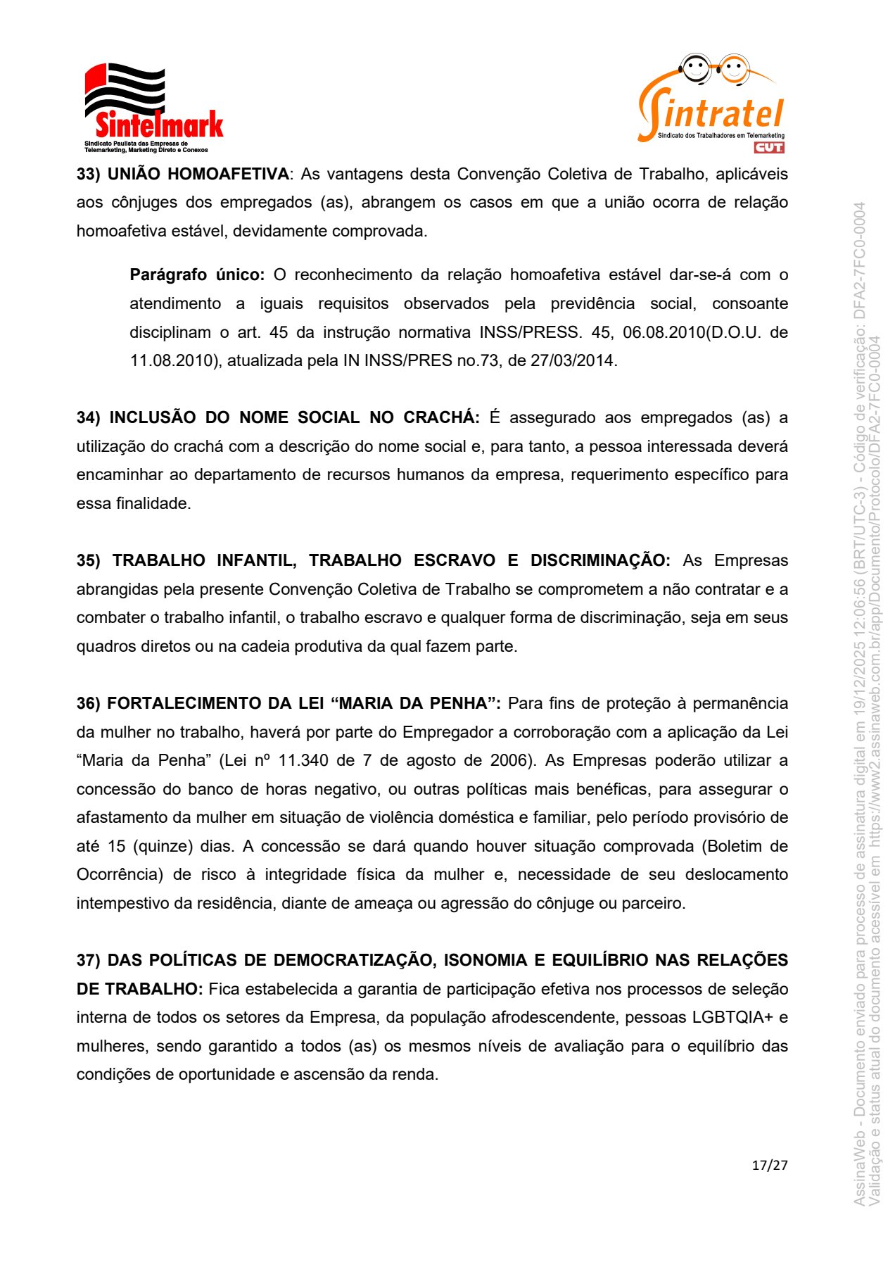 Convenção Coletiva de Trabalho 20266 17