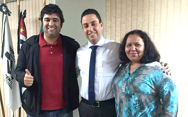 O Presidente e a Assessora e responsável pelo Depto. de Saúde do Sintratel com o Presidente da FUNDACENTRO (no centro) Fundacentro-Site